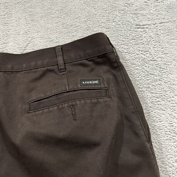 Live(in) Chino Straight Pants Solid Men 34 W 29 L Brown Formal - Picture 4 of 10